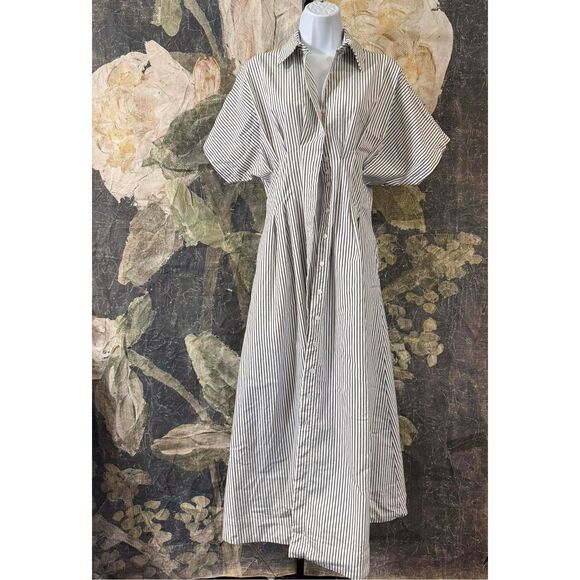 New Anthropologie The Tobie Button-Front Pleated Shirt Dress by Exquise Size S - Picture 8 of 11